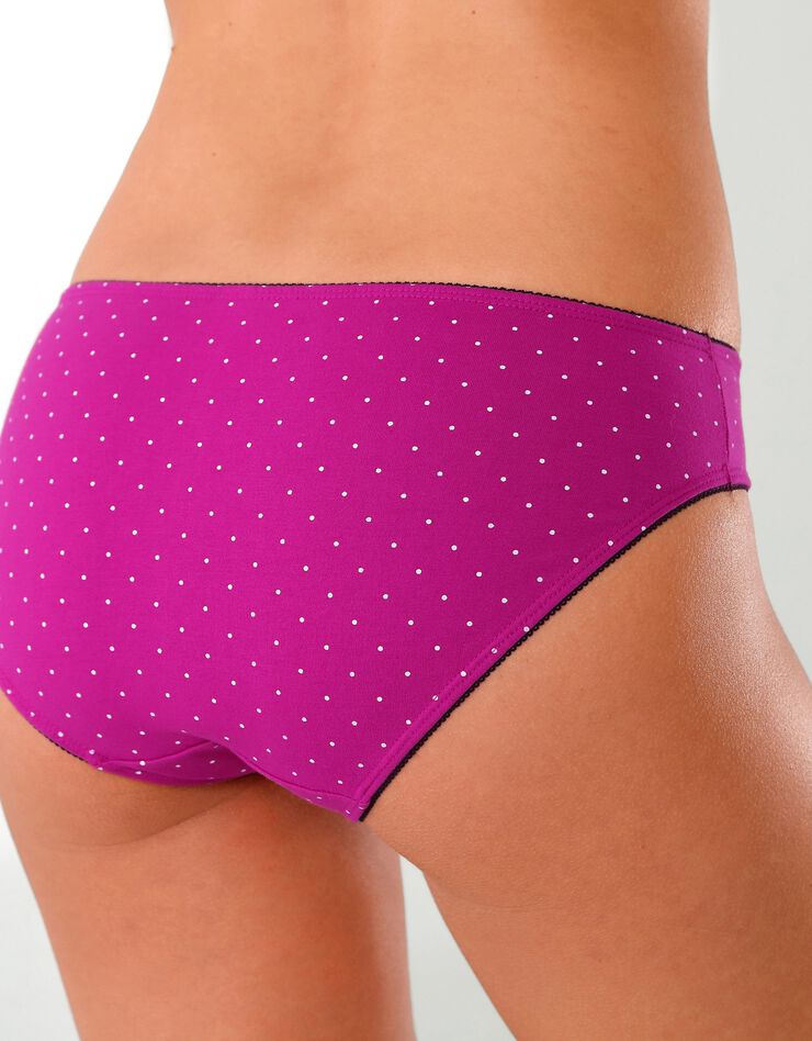 Culotte midi coton imprimé gamme "flocons" - lot de 4 (prune / fuchsia) Culotte midi coton imprimé gamme "flocons" - lot de 4 (prune / fuchsia)
