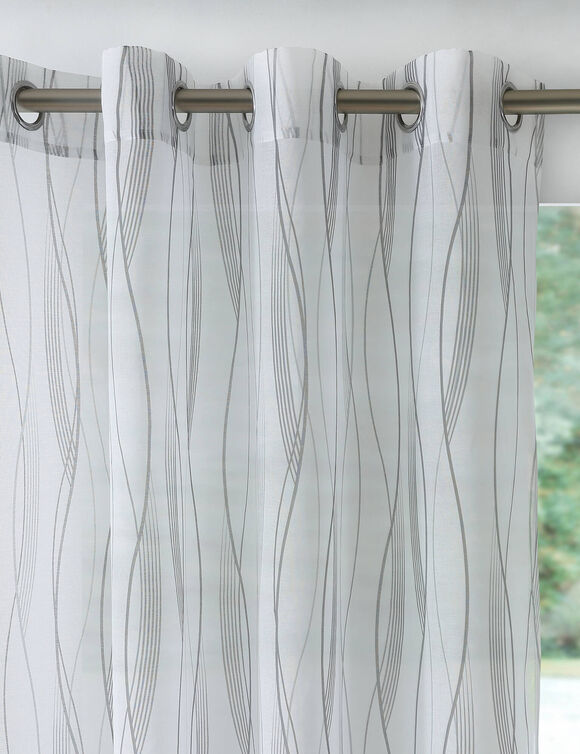 Panneau voilage motif vagues - finition œillets (gris)