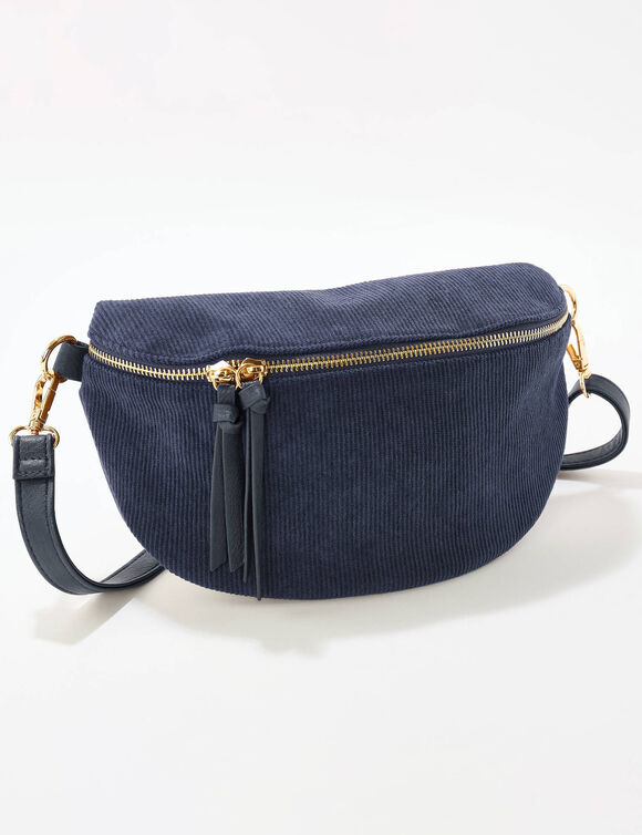 Sac banane en velours côtelé  (bleu marine)
