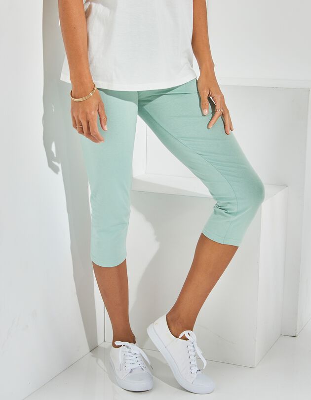 Legging corsaire uni maille stretch (vert)
