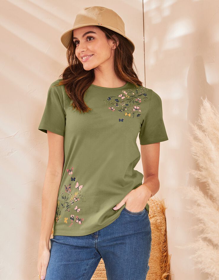 Tee-shirt manches courtes papillon (kaki) Tee-shirt manches courtes papillon (kaki)