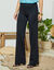 Pantalon large stretch, taille élastiquée (noir)