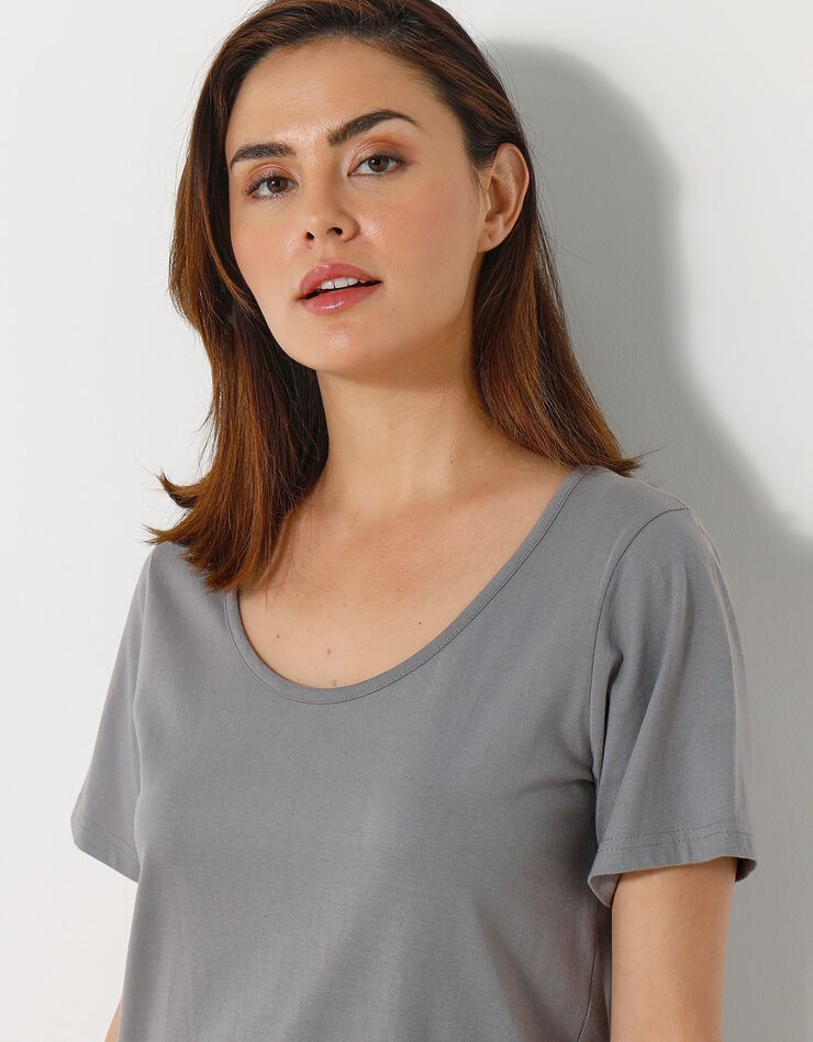 Chemise de nuit courte imprimé chat - lot de 2 (pêche / gris) Chemise de nuit courte imprimé chat - lot de 2 (pêche / gris)