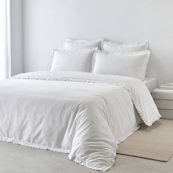 Linge de lit blanc brodé Colombine® (blanc)