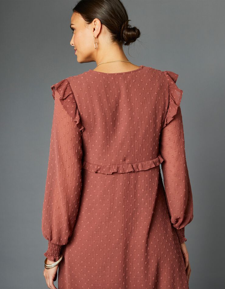 Robe plumetis évasée smockée (bois de rose) Robe plumetis évasée smockée (bois de rose)