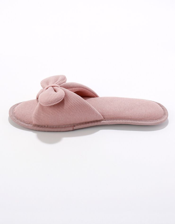 Mules plates à noeuds unies bout ouvert (rose) Mules plates à noeuds unies bout ouvert (rose)