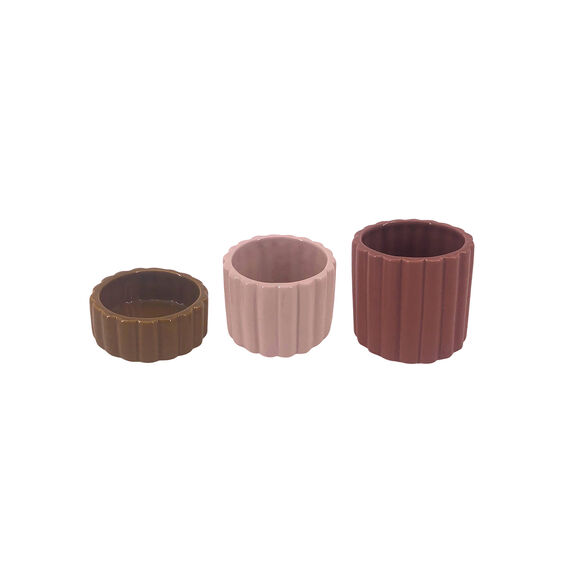 Lot de 3 photophores en céramique (multicolore)