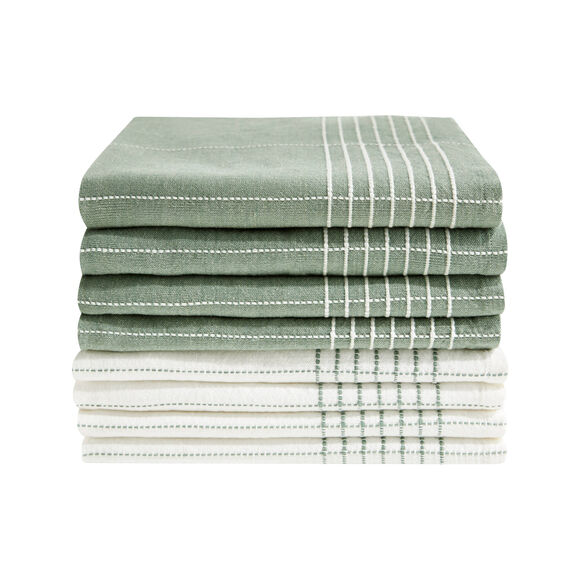 Torchons carreaux coton - lots  (vert)