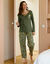 Pantalon pyjama coton imprim&eacute; floral (kaki / miel)