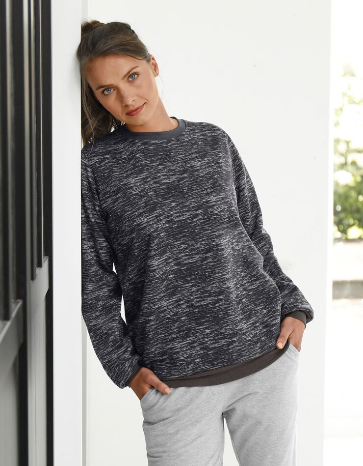 Sweat molleton imprimé, effet chiné (anthracite chiné) Sweat molleton imprimé, effet chiné (anthracite chiné)