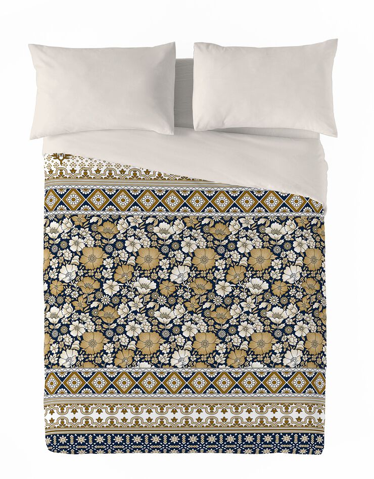 Couette microfibre imprimé oriental 200 g/m² (jaune / bleu)