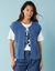 Gilet sans manches maille poilue, Spécial Petites (bleu grisé)
