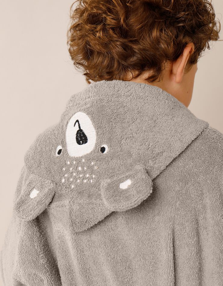 Peignoir de bain enfant ourson à capuche éponge coton - 380 g/m² (taupe) Peignoir de bain enfant ourson à capuche éponge coton - 380 g/m² (taupe)