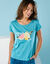 T-shirt manches courtes imprimé placé, Spécial Petites (bleu)