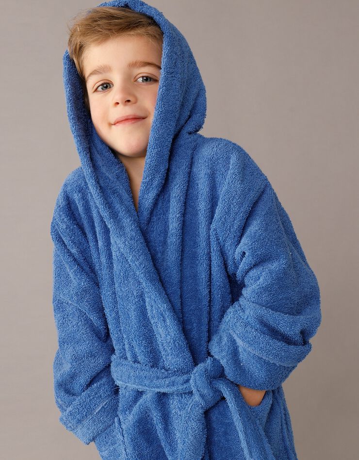Peignoir enfant éponge bouclette à capuche (bleu dur) Peignoir enfant éponge bouclette à capuche (bleu dur)
