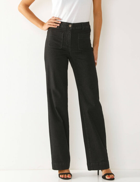 Jean coupe large taille haute, grande stature (black used)