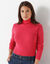 T-shirt col montant uni coton biologique(**) (framboise)