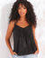 Top macramé col V, bretelles réglables (noir)