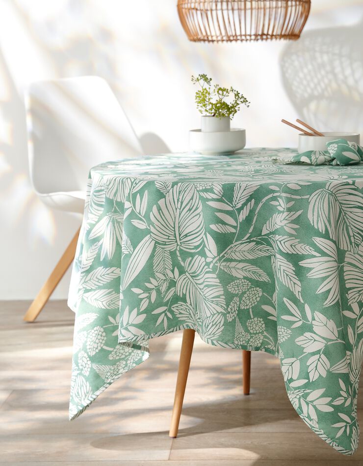 Nappe anti-taches imprimé végétal (vert amande) Nappe anti-taches imprimé végétal (vert amande)