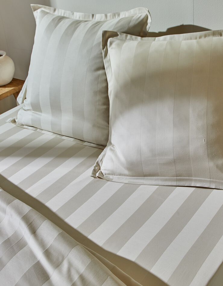 Linge de lit satin rayé (beige clair)
