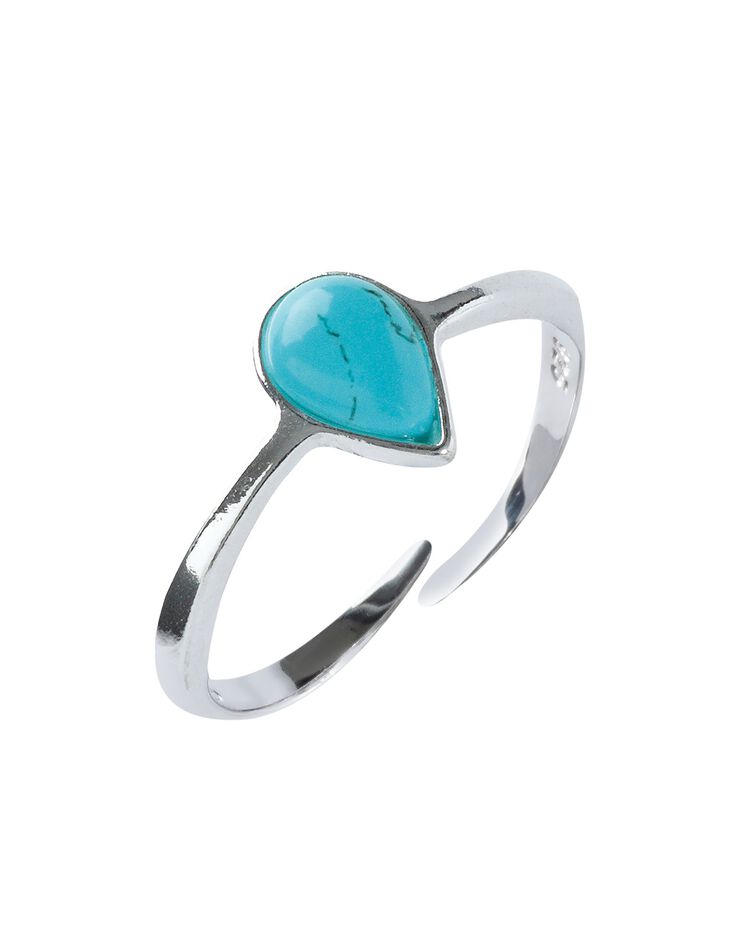 Bague ajustable argent pierre turquoise goutte d'eau (turquoise)