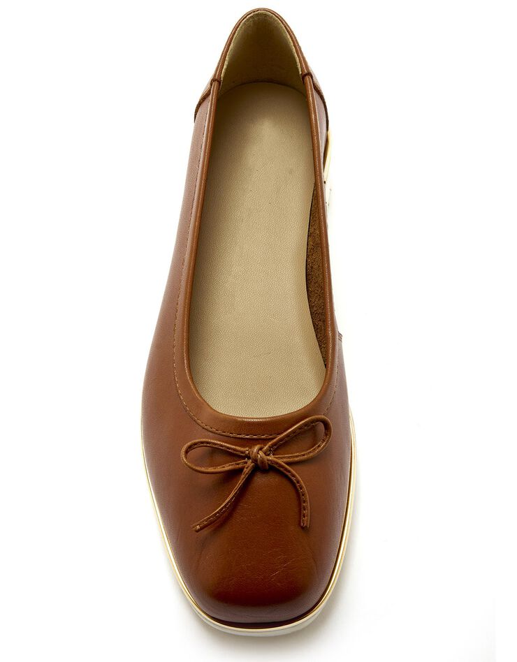 Ballerines en cuir à petit nœud, petit compensé (marron) Ballerines en cuir à petit nœud, petit compensé (marron)