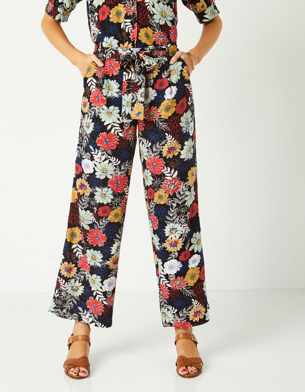 Pantalon raccourci imprimé (noir / multicolore)