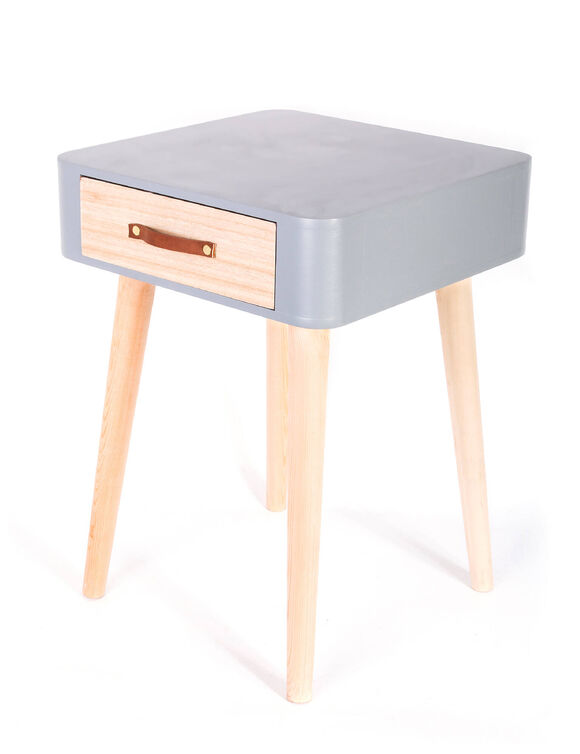 Table de chevet bicolore 1 tiroir (gris)