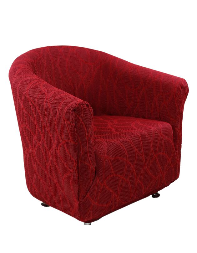 Housse extensible motif jacquard "serpentins" spéciale fauteuil cabriolet  (rouge)