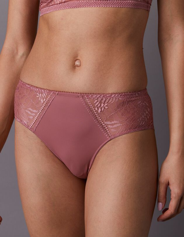 Culotte forme midi microfibre et dentelle stretch Camana - Lot de 2 (bois de rose)