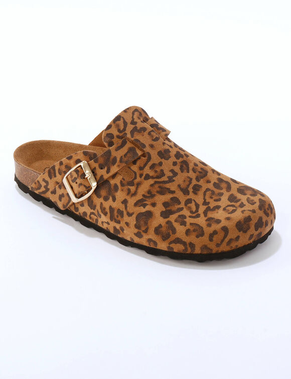Sabots cro&ucirc;te de cuir avec boucle r&eacute;glable (marron / noir)