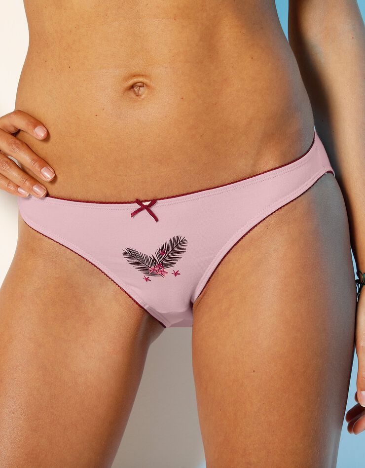 Slip coton imprimé "feuilles" - lot de 4 (bordeaux / rose poudré) Slip coton imprimé "feuilles" - lot de 4 (bordeaux / rose poudré)