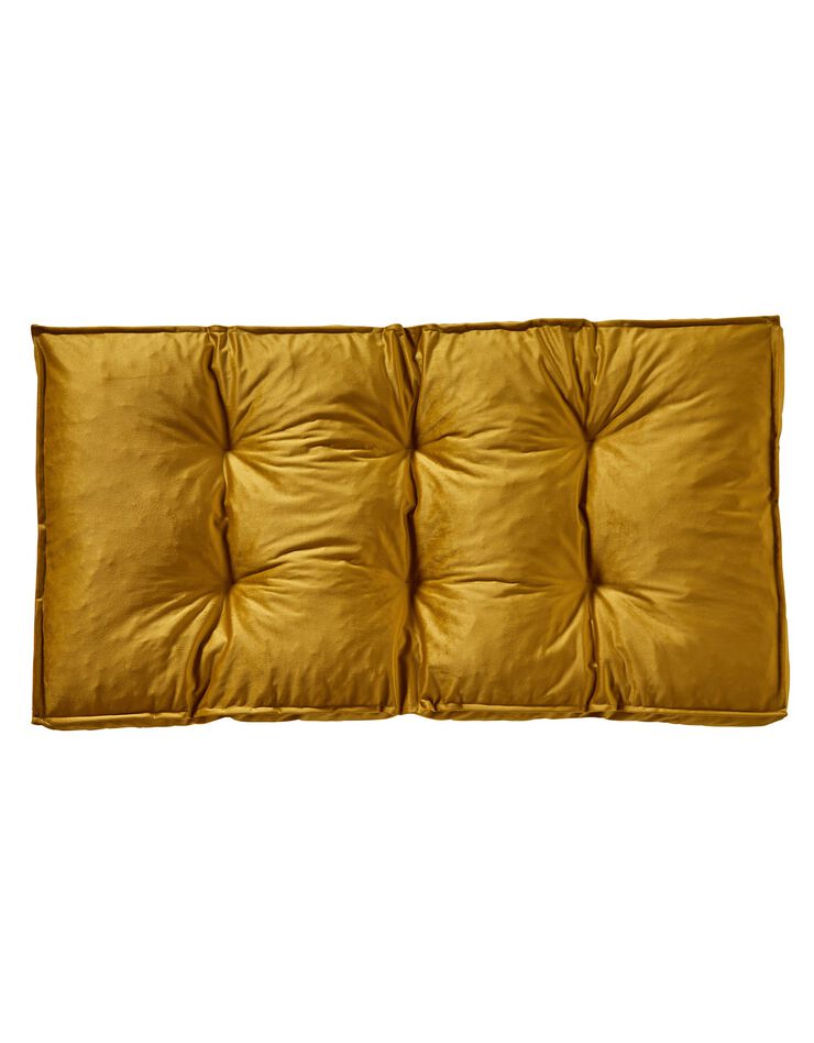 Long coussin de sol bi-matière velours/coton uni (bronze)
