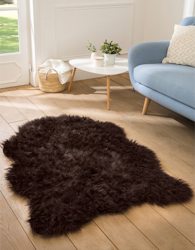 Tapis poils forme peau de bête (chocolat)