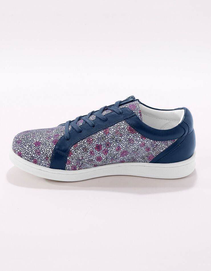 Tennis zippées imprimées en cuir - marine fleuri (bleu) Tennis zippées imprimées en cuir - marine fleuri (bleu)