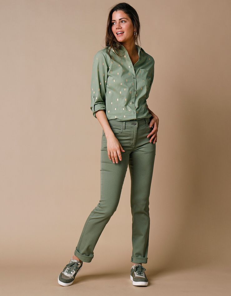 Pantalon sculptant coupe 5 poches (vert mousse) Pantalon sculptant coupe 5 poches (vert mousse)