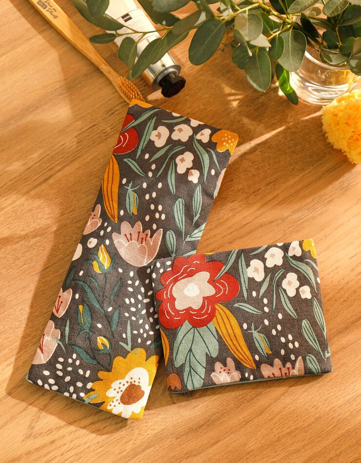 Pochettes de voyage pour savon et brosse à dent - collection upcycling (gris/multicolore) Pochettes de voyage pour savon et brosse à dent - collection upcycling (gris/multicolore)