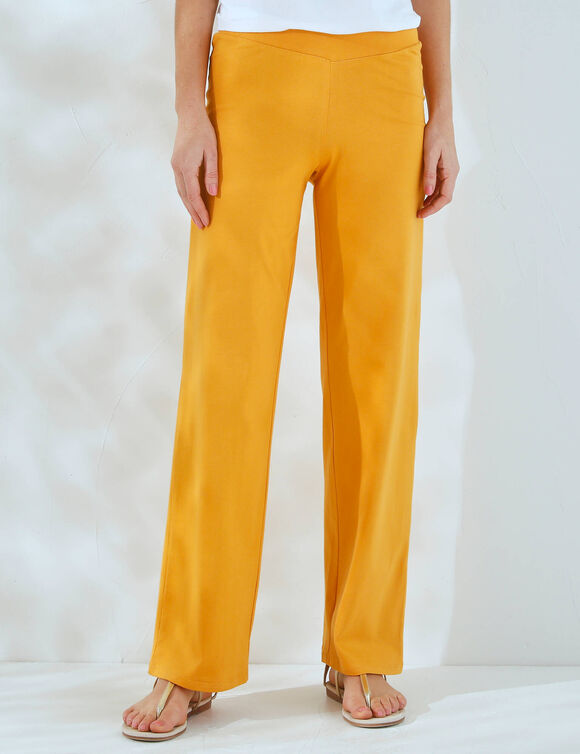 Pantalon large stretch, taille élastiquée (safran)