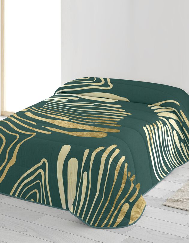 Couette microfibre imprimée zebra 200 g/m² (vert / doré)