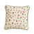 Coussin coton lin broderie fleurie (vert / orange)