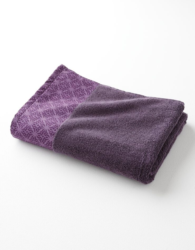 Éponge bouclette 420 g/m² liteau imprimé rosace (aubergine)