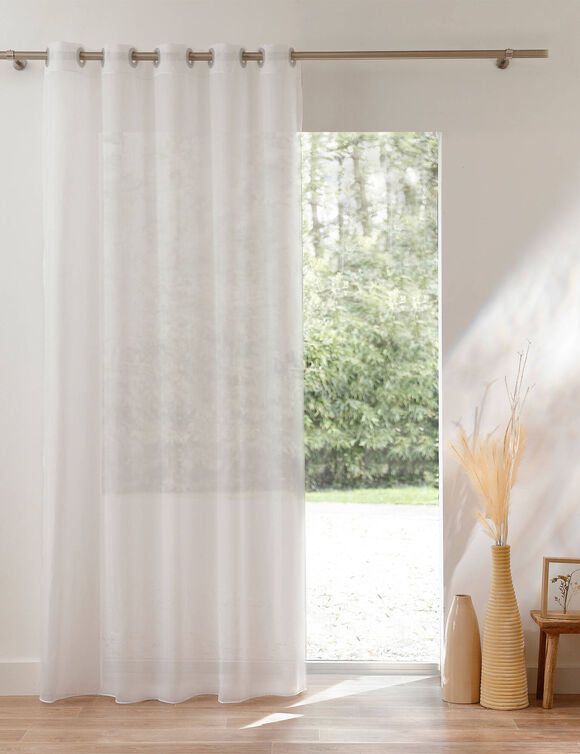 Panneau voile uni finition &oelig;illets (blanc)
