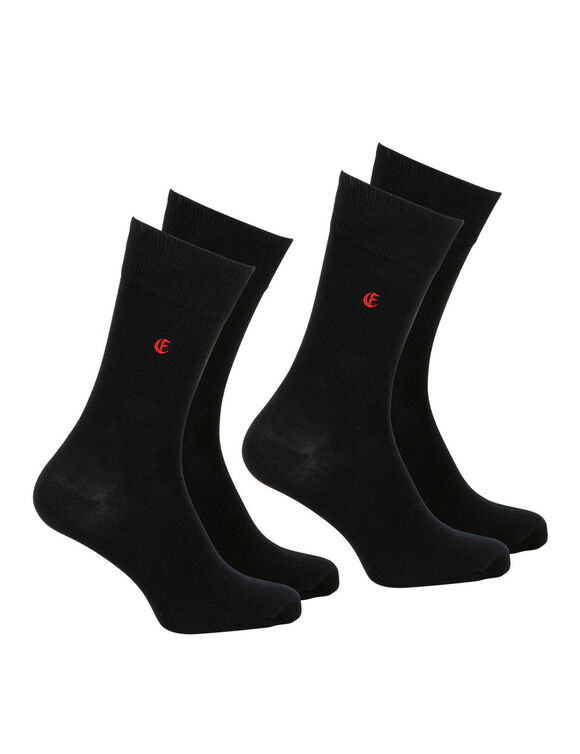 Chaussettes coton peign&eacute; - lot de 2 (noir)