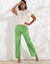 Pantalon large droit, gaze de coton (vert)