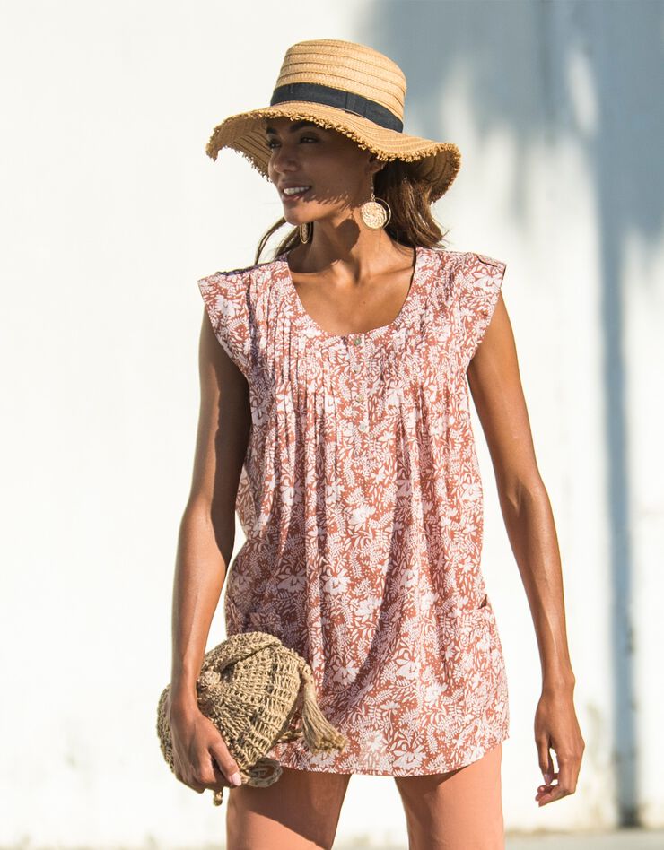 Blouse imprimé bicolore (rose thé / écru) Blouse imprimé bicolore (rose thé / écru)