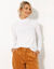 T-shirt col montant manches smockées (blanc)