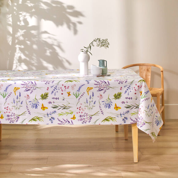 Nappe toile cir&eacute;e imprim&eacute; bucolique (blanc / vert)