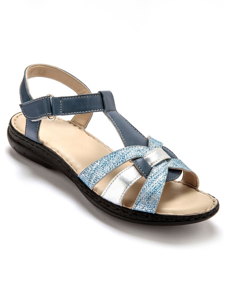 Sandales dessus cuir ultra légères - grande largeur (bleu) Sandales dessus cuir ultra légères - grande largeur (bleu)