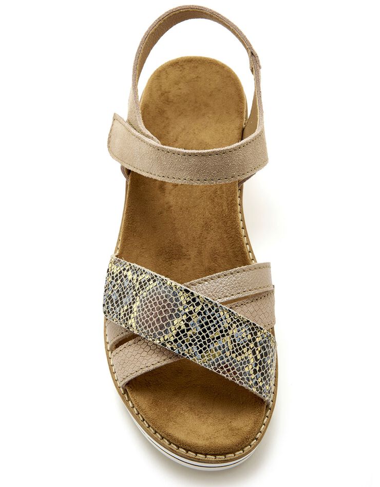 Sandales scratchées, petit compensé (beige) Sandales scratchées, petit compensé (beige)