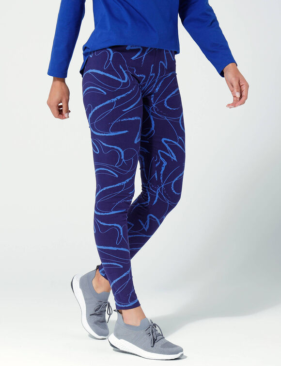 Legging imprimé, style crayonné (marine)